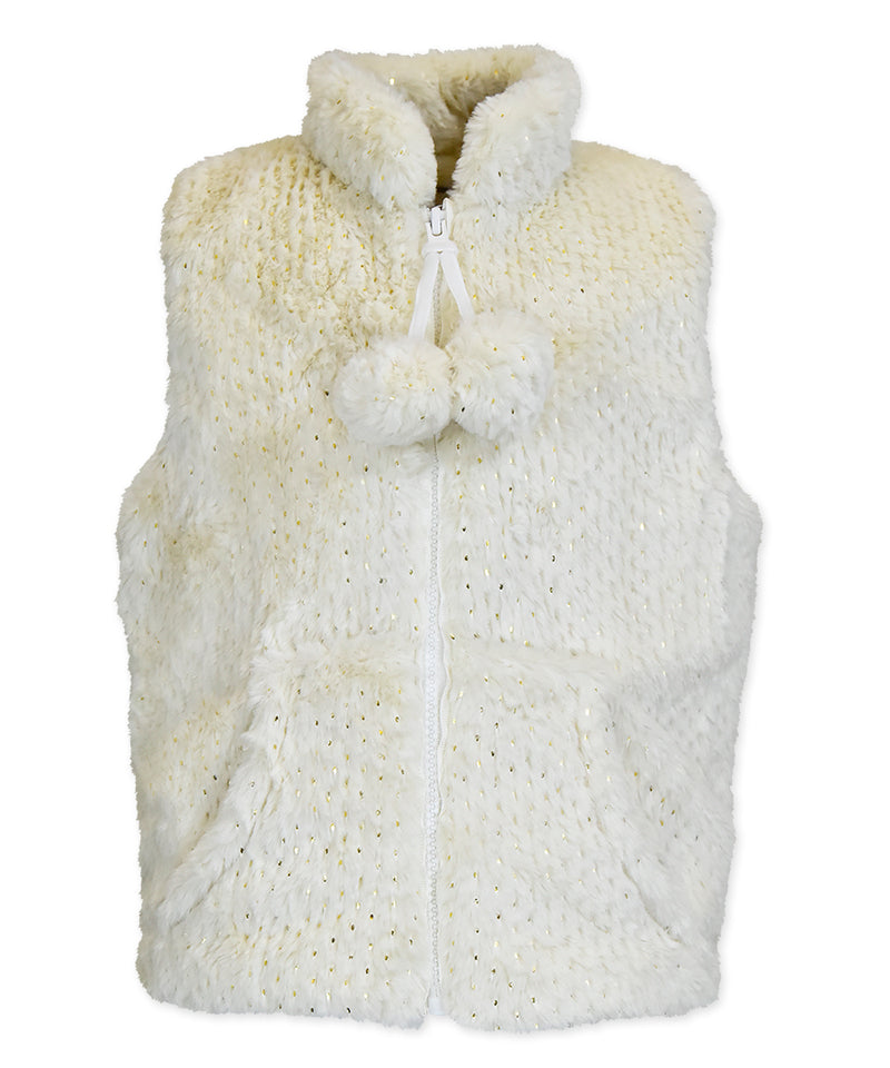 Zip Up Vest Vanilla Sparkle - Born Childrens Boutique