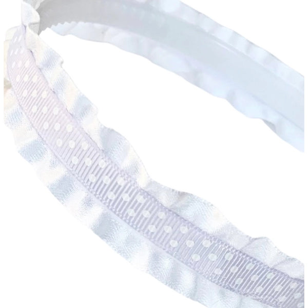Lavender Dots Double Ruffle Headband - Born Childrens Boutique
