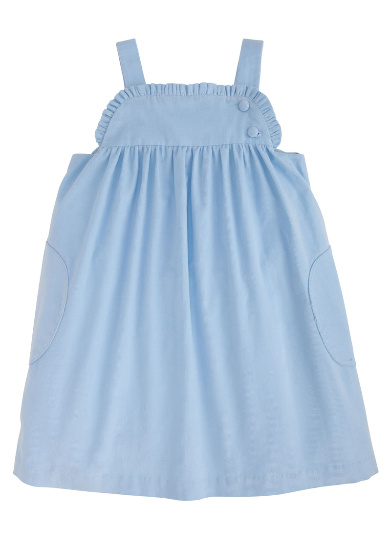 Little English Ruffled Jumper - Light Blue Corduroy - Born Childrens Boutique