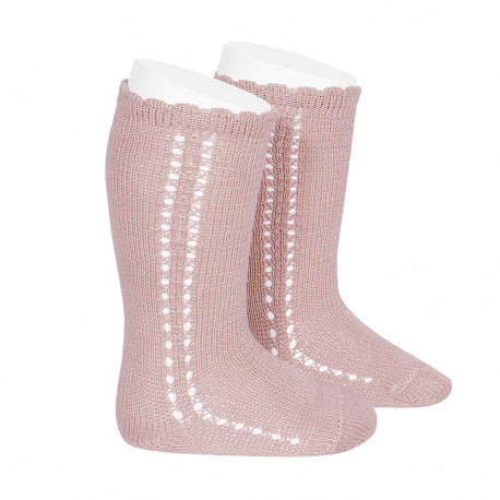 Side Crochet Knee Sock Rose - Born Childrens Boutique