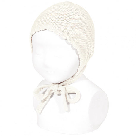 Garter Stitch Bonnet Cream - Born Childrens Boutique