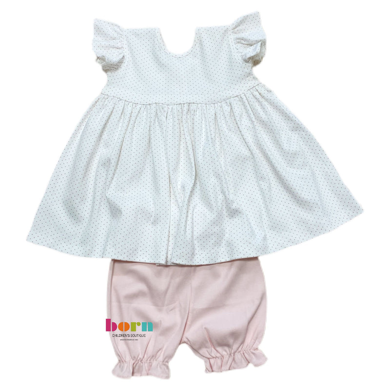 Pink Dot Button Back Sundress with Bloomers - Born Childrens Boutique