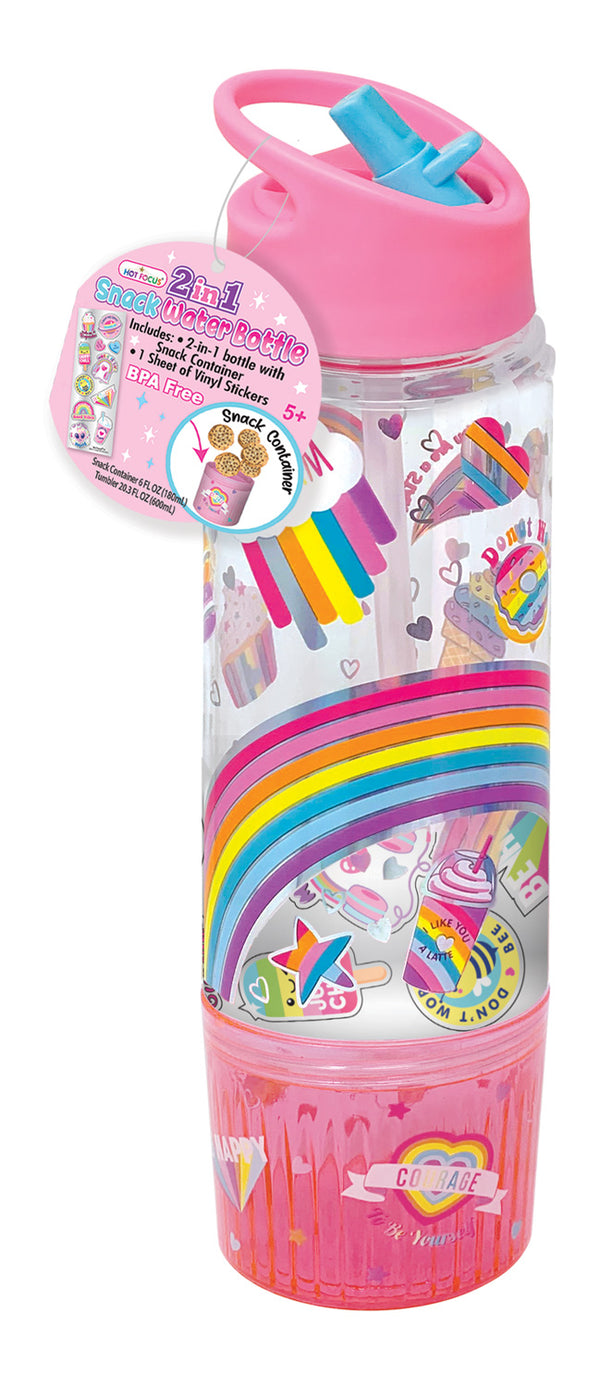 2 in 1 Snack Water Bottle, Rainbow - Born Childrens Boutique