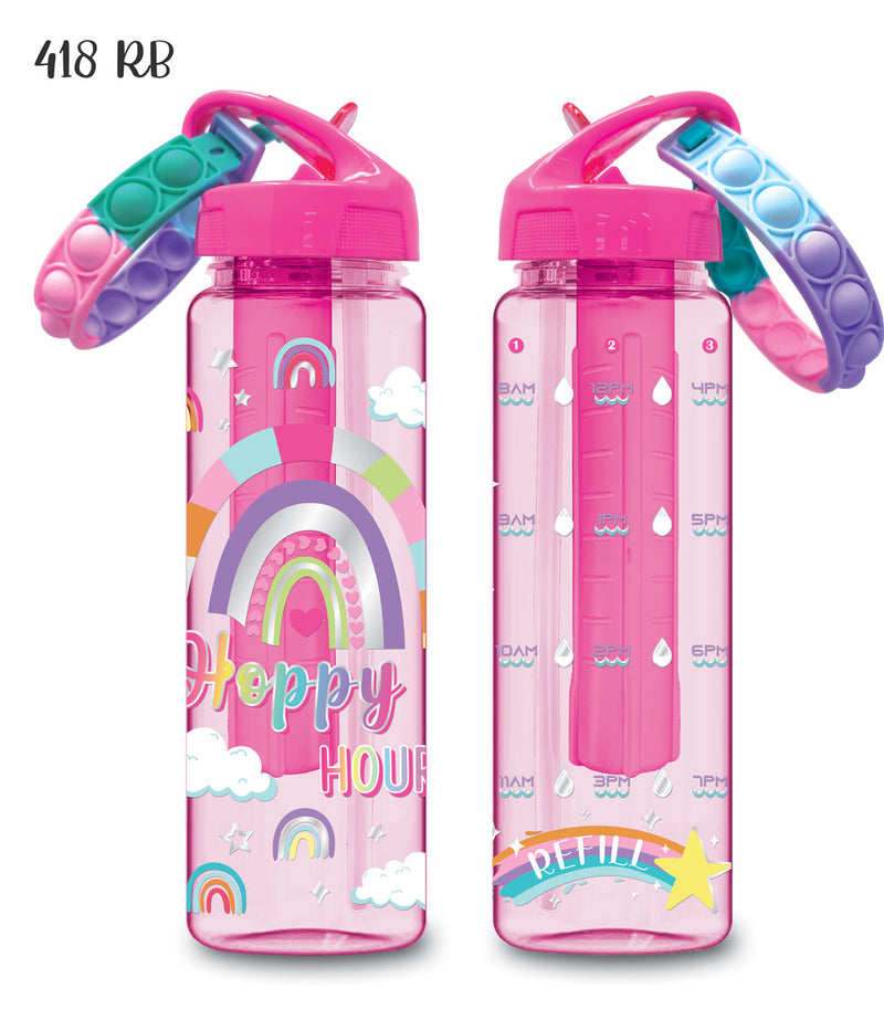 Time Marker Water Bottle w/ Freezer Tube, Rainbow - Born Childrens Boutique