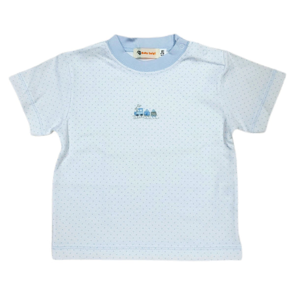 Train Blue Dot Shirt - Born Childrens Boutique