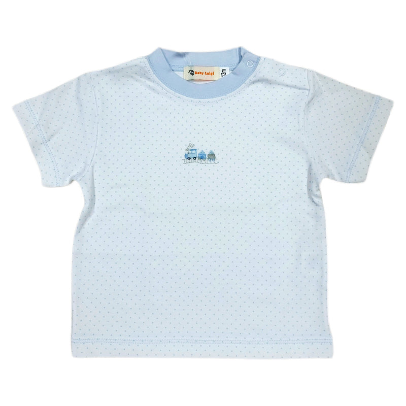 Train Blue Dot Shirt - Born Childrens Boutique