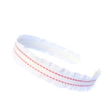 Double Ruffle White/Red Ticking Headband - Born Childrens Boutique