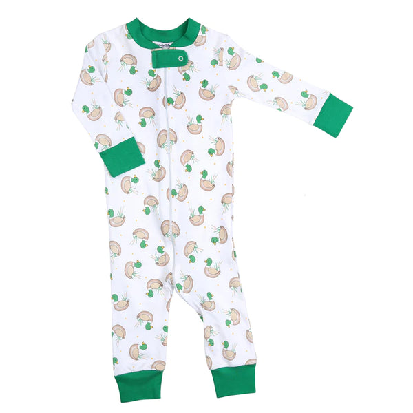 Magnolia Baby Marvelous Mallards Zipped Pajamas Green - Born Childrens Boutique
