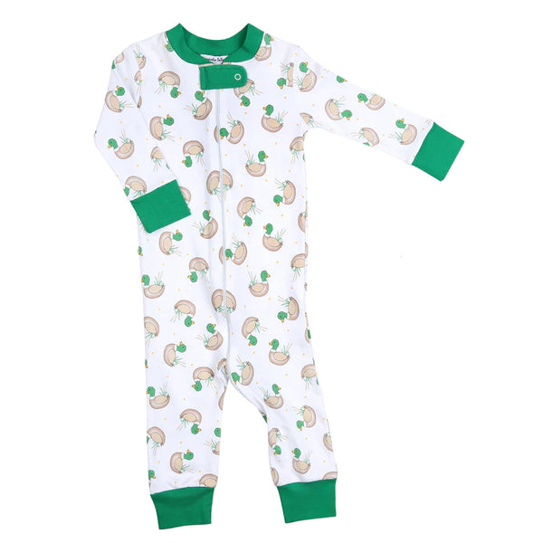 Magnolia Baby Marvelous Mallards Zipped Pajamas Green