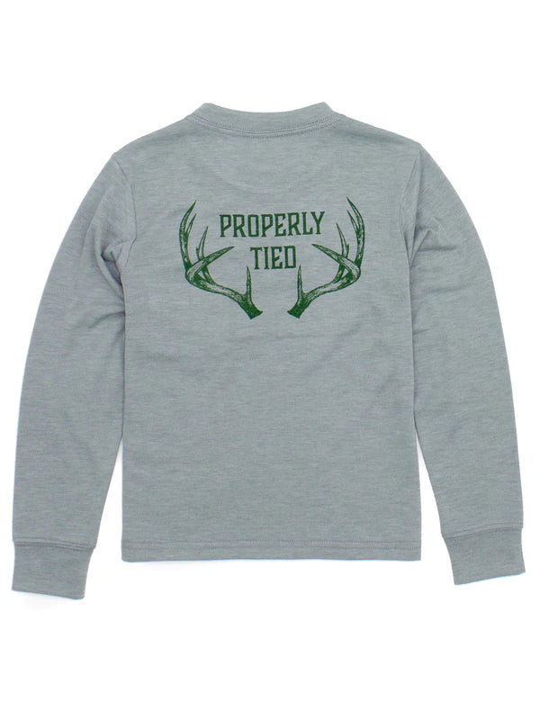Portland Pocket Tee LS Antlers Moss Grey - Born Childrens Boutique