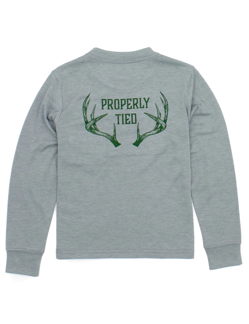 Portland Pocket Tee LS Antlers Moss Grey - Born Childrens Boutique