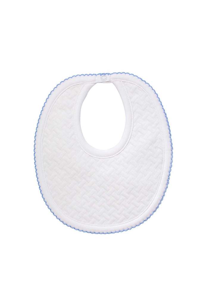 Basket Weave Bib - Blue Picot Trim - Born Childrens Boutique
