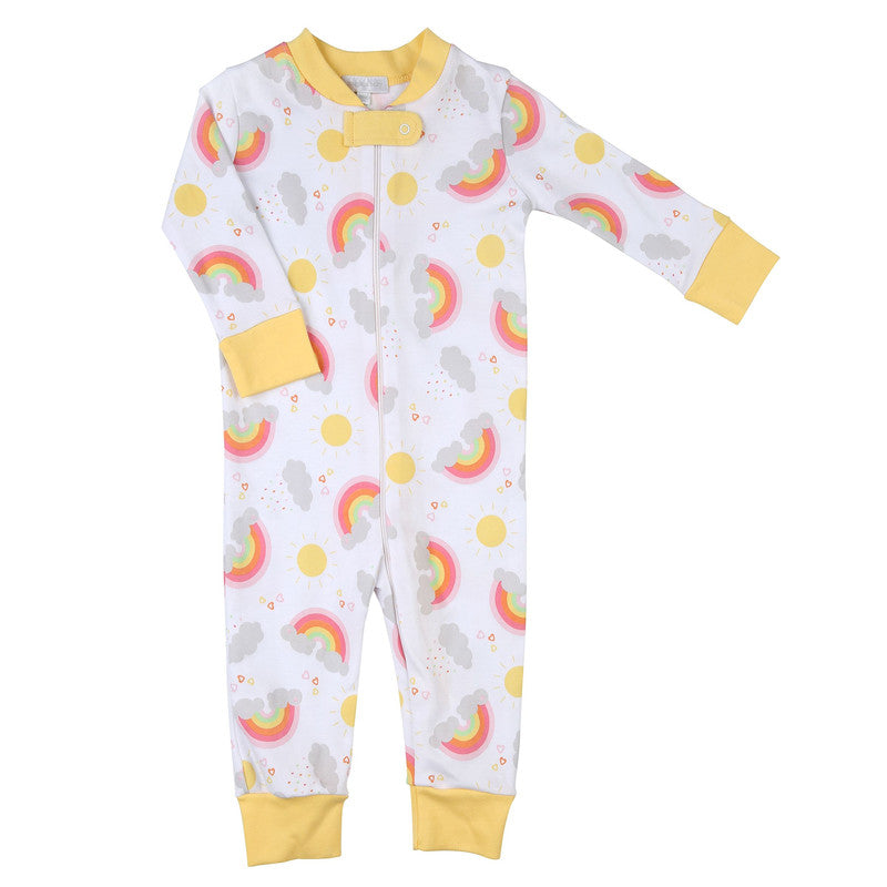 5015-ZP Rainbow Joy Pink Zipped Pajama - Born Childrens Boutique