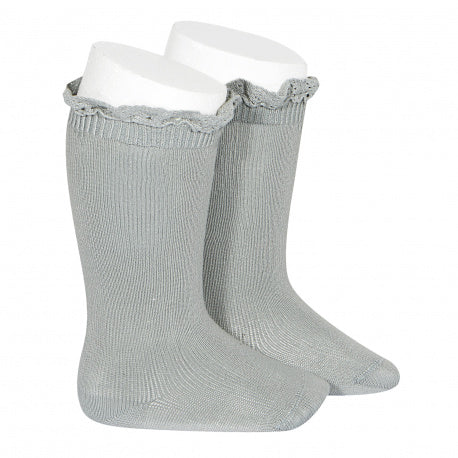 Knee Socks with Lace Trim Mint Green - Born Childrens Boutique