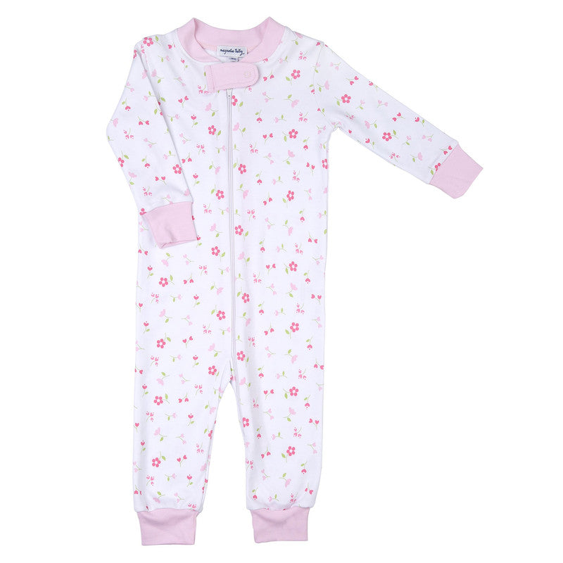 5457-ZP Amelia's Garden Pink Zipped Pajama - Born Childrens Boutique