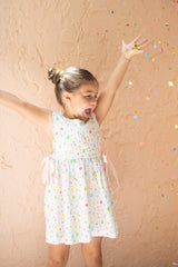 Pre-Order Girls Savannah Scalloped Edge Dress with Pink Ties - Born Childrens Boutique