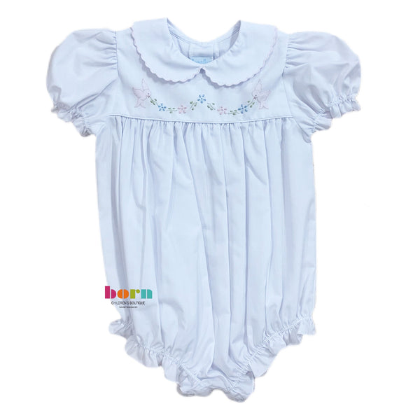 Girl Bubble, White with Pink Bird - Born Childrens Boutique