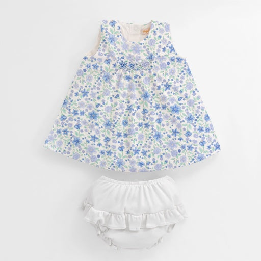 Blossom in Blue Dress w/ Ruffle Diaper Cover - Born Childrens Boutique