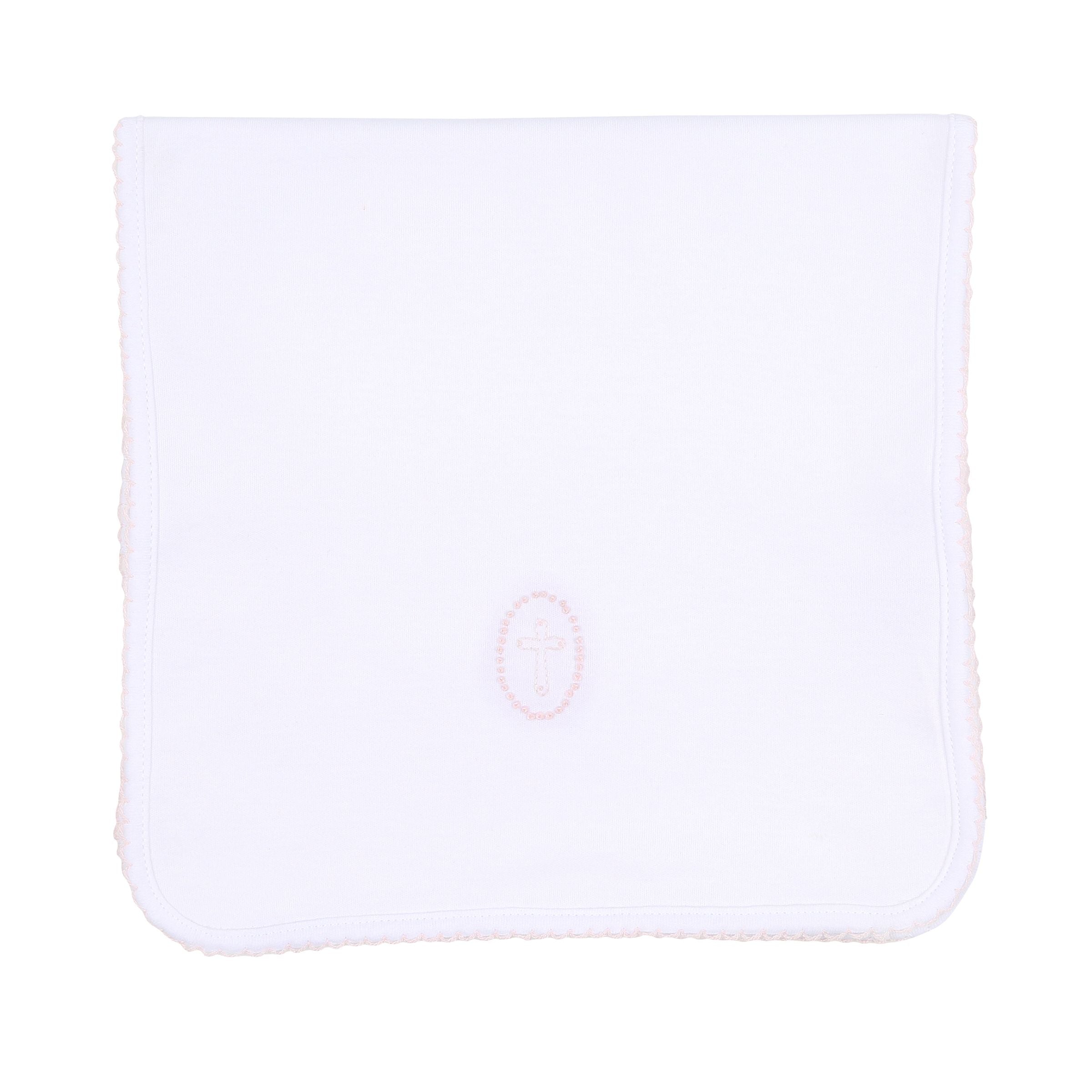 Magnolia Baby Blessed Emb Burp Cloth Pink - Born Childrens Boutique