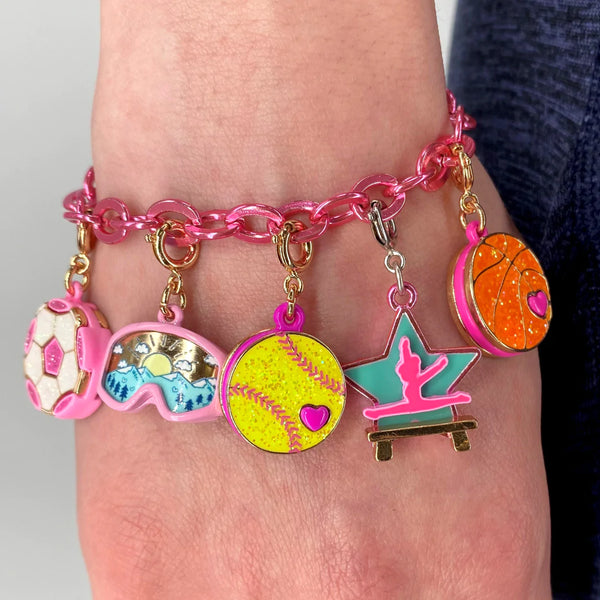 Charm It!, Gold Glitter Softball Charm - Born Childrens Boutique