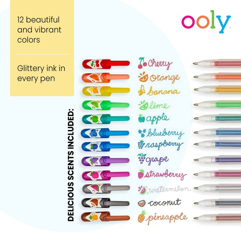 Yummy Yummy Scented Colored Glitter Gel Pens Set of 12 - Born Childrens Boutique