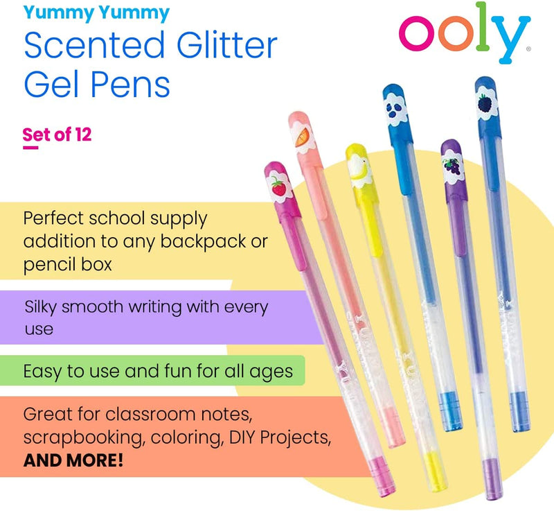 Yummy Yummy Scented Colored Glitter Gel Pens Set of 12 - Born Childrens Boutique