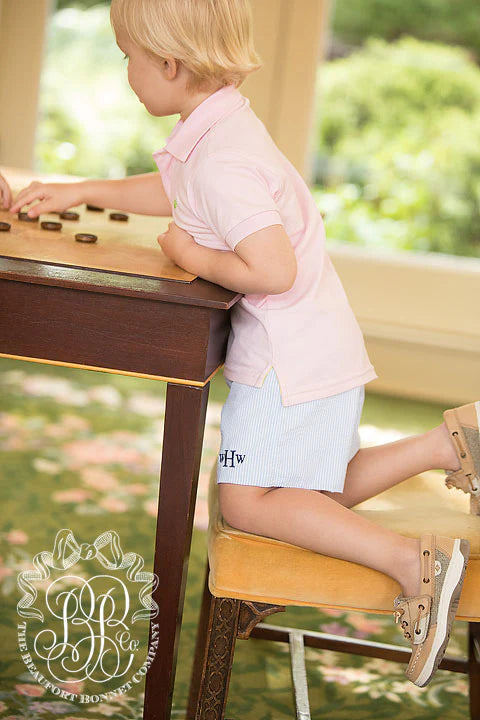 Shelton Shorts Breakers Blue Seersucker With Breakers Blue Stork - Born Childrens Boutique