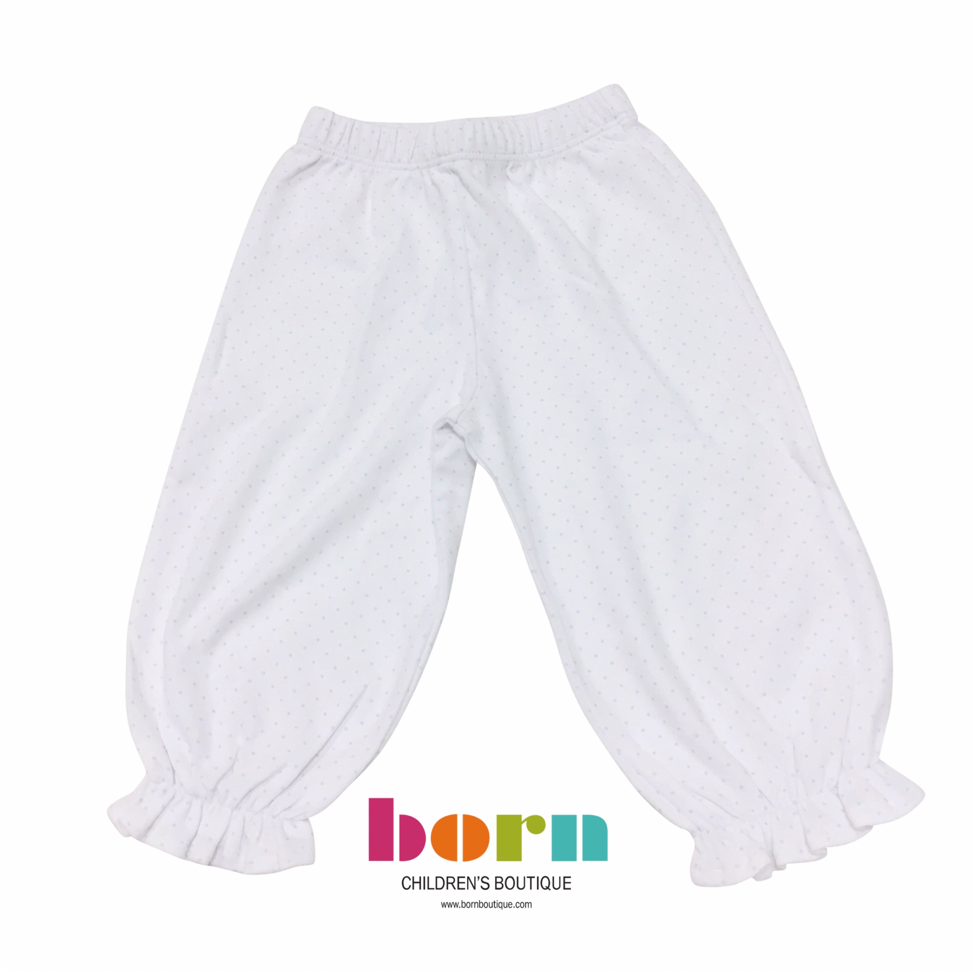 Girl Bloomer Pants Light Blue Dot - Born Childrens Boutique