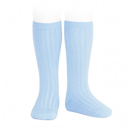 Ribbed Knee Socks Azul Bebe (Light Blue) - Born Childrens Boutique