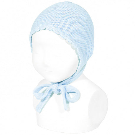 Garter Stitch Bonnet Light Blue - Born Childrens Boutique