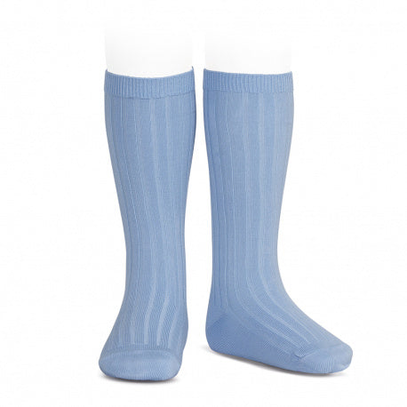 Ribbed Knee Socks French Blue - Born Childrens Boutique