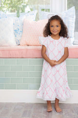 Marnie Morning Gown Belle Meade Bow With White Eyelet - Born Childrens Boutique