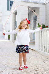 Long Sleeve Dowell Day Top Worth Avenue White With Richmond Red - Born Childrens Boutique
