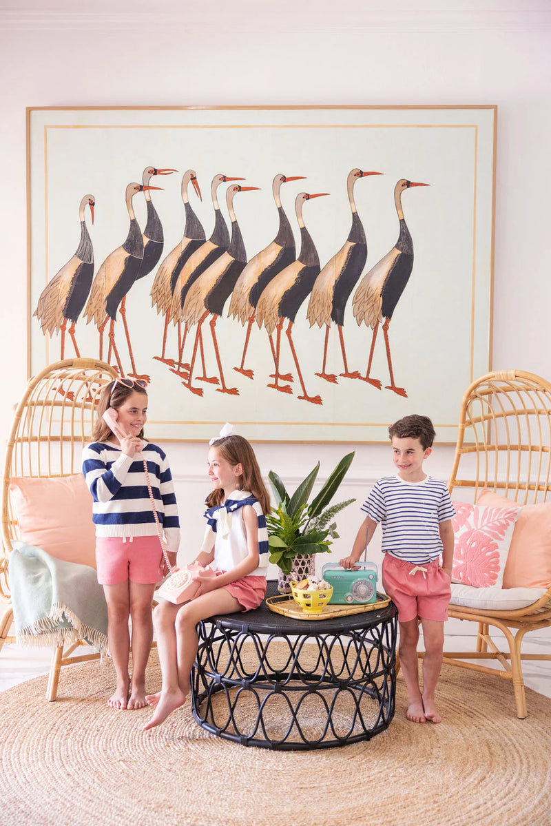 Carter Crewneck Nantucket Navy Stripe With Multicolor Stork - Born Childrens Boutique