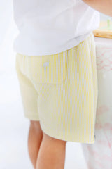 Shelton Shorts Seaside Sunny Yellow Seersucker With Worth Avenue White Stork - Born Childrens Boutique