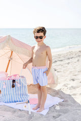 Turtle Bay Trunks Sea Wall Stripe With Palm Beach Pink - Born Childrens Boutique