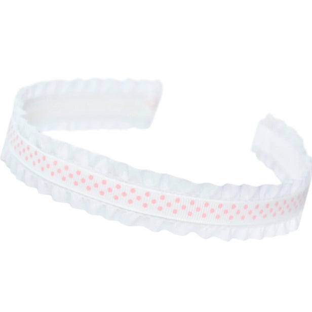 Pink Bitty Dots Double Ruffle Headband - Born Childrens Boutique