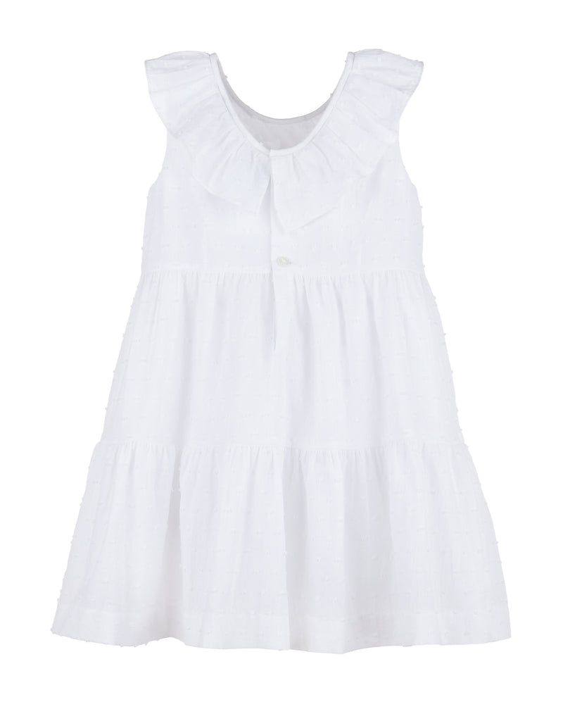 Luli and Me Swiss Dot Halter Dress, White - Born Childrens Boutique