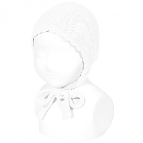 Garter Stitch Bonnet White - Born Childrens Boutique