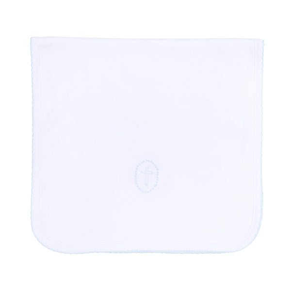 Magnolia Baby Blessed Emb Burp Cloth Light Blue - Born Childrens Boutique
