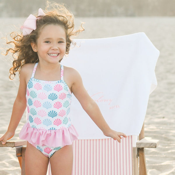 Pre-Order Lainey Swim Shells with Stripe Skirt - Born Childrens Boutique