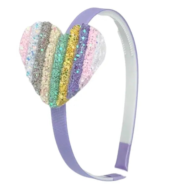 Heart Pastel Striped Headband - Born Childrens Boutique