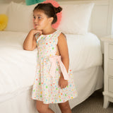 Pre-Order Girls Savannah Scalloped Edge Dress with Pink Ties - Born Childrens Boutique