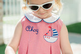 Pre-Order Ahoy Dress in Red Micogingham - Born Childrens Boutique