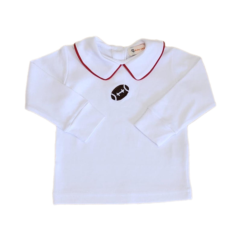 Crochet Football White/Dp Red Long Sleeve Top - Born Childrens Boutique