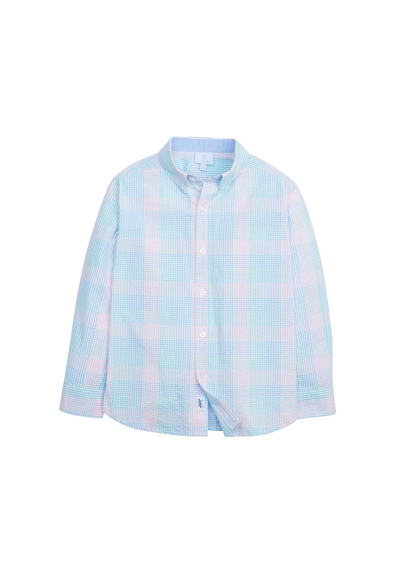 Little English Button Down Shirt - Palm Beach Plaid - Born Childrens Boutique
