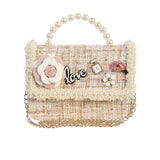 Pink Tweed Purse with Pearl Accent - Born Childrens Boutique
