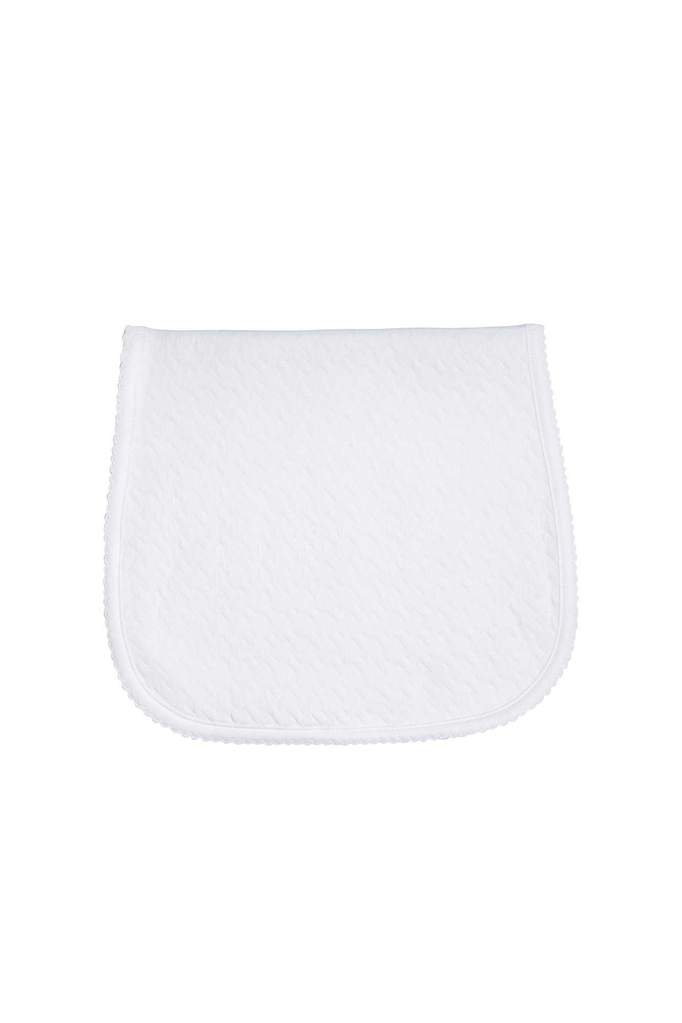 Basket Weave Burp Cloth - White Picot Trim - Born Childrens Boutique