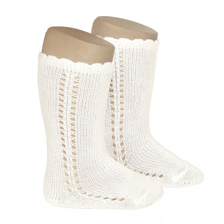 Side Crochet Knee Sock Cream - Born Childrens Boutique