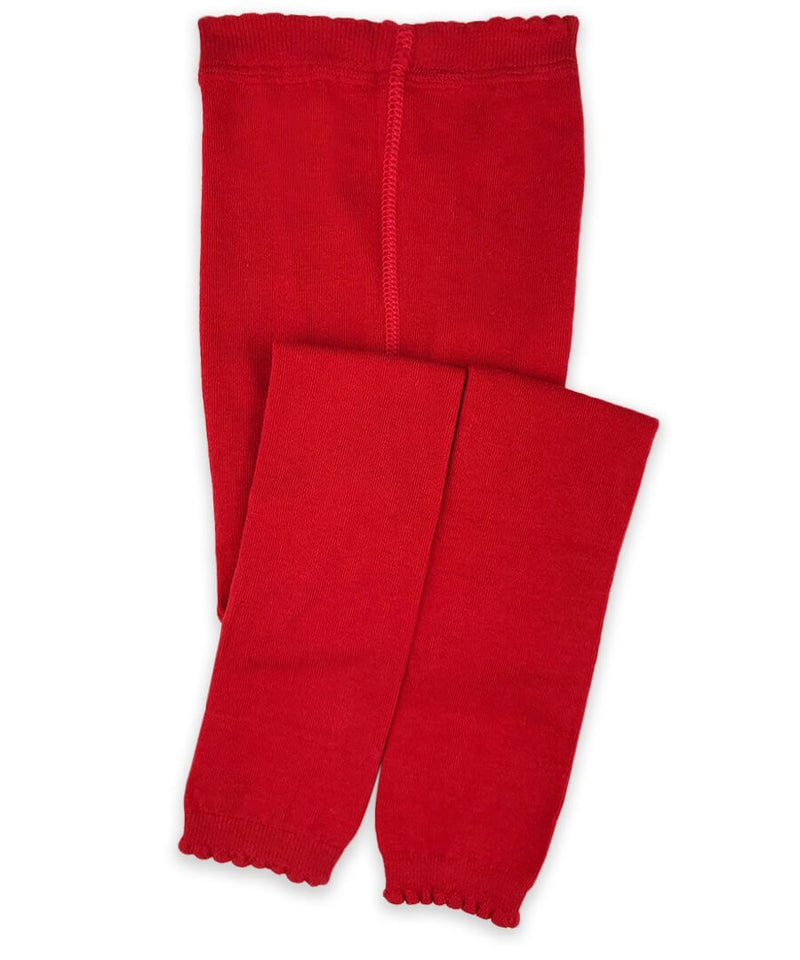 Jeffries Scalloped Pima Cotton Tights Red - Born Childrens Boutique